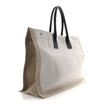 Linen Calfskin Rive Gauche Tote Greggio Natural