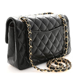 Lambskin Quilted Small Double Flap Black