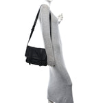 Nylon Monogram Double Buckle Flap Messenger Bag Black