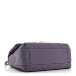 Shiny Lambskin Quilted Mini Pearl Logo Flap Light Purple