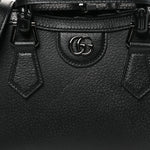 Textured Dollar Calfskin Web Monochrome Mini Diana Tote Bag Black