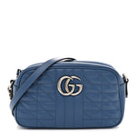 Calfskin Matelasse Aria Small GG Marmont Chain Shoulder Bag Clear Blue