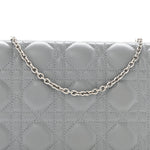 Lambskin Cannage Lady Dior Convertible Clutch Grey