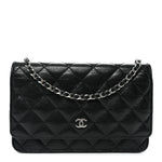 Caviar Quilted Wallet on Chain WOC Black