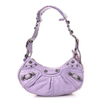 Extra Supple Calfskin Crocodile Embossed Le Cagole Shoulder Bag XS Lilac