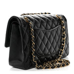 Lambskin Quilted Medium Double Flap Black