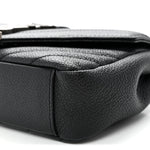 Grained Calfskin Matelasse Chevron Classic Monogram Baby Chain Bag Black