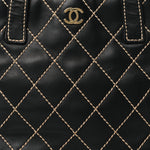 Calfskin Stitch Small Surpique Tote Black