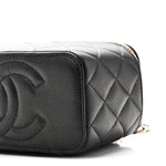 Caviar Quilted Small Vanity Case With Chain Black