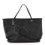 Grained Calfskin Large Shopping Fever Tote Black