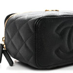 Caviar Quilted Sweetheart Vanity Case Black
