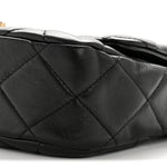 Lambskin Quilted Small Lacquered Chain Flap Black