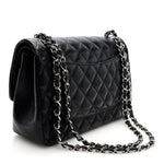 Lambskin Quilted Jumbo Double Flap Black