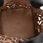 Calfskin Laser Cut Bucket Bag Black White