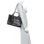 Caviar Small Studded Deauville Tote Black
