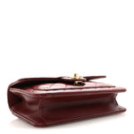 Lambskin Quilted Top Handle Clutch With Chain Burgundy