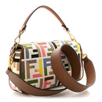 Canvas Ricamo Vitello King FF Multicolor Embroidered Baguette Grezzo Multicolor Gianduia