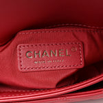 Calfskin Quilted Top Handle Flap Dark Pink