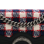 Vintage Tweed Check Small Dionysus Shoulder Bag White Hibiscus Red Marine