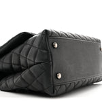 Caviar Lizard Embossed Quilted Small Coco Handle Flap Black
