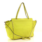 Vitello Medium Rockstud Tote Yellow Fluo