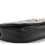 Calfskin Quilted Coco Mail Clutch With Chain Black