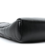 Shiny Crumpled Calfskin Quilted Mini 31 Shopping Bag Black