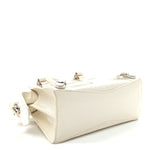 Semi Shiny Calfskin Crocodile Embossed Neo Classic Silver Hardware Nano City Crossbody White