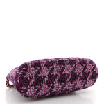 Tweed Quilted Mini Clutch With Chain Purple