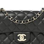 Lambskin Quilted Mini Rectangular Flap Black