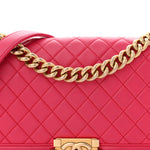 Lambskin Quilted Medium Boy Flap Fuchsia