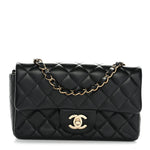 Lambskin Quilted Mini Rectangular Flap Black