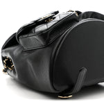 Shiny Caviar Quilted Medium Duma Pockets Drawstring Backpack Black