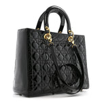 Patent Cannage Large Lady Dior Black