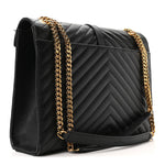 Grain De Poudre Matelasse Chevron Large Monogram Satchel Black
