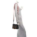 Textured Dollar Calfskin Web Small Diana Tote Bag Black Dusty Grey