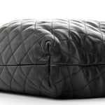Lambskin Quilted Maxi Icare Shopping Tote Black