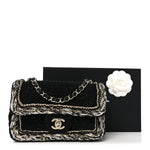 Tweed Braided Mini Rectangular Flap Black