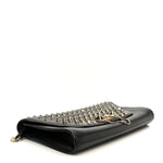 Vitello Rockstud All Over Demilune Shoulder Bag Black