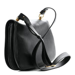 Roxy Calfskin Web Medium Blondie Top Handle Shoulder Flap Bag Black