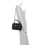 Lambskin Quilted Small Trendy CC Dual Handle Flap Bag Black