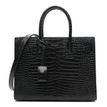 Calfskin Crocodile Embossed Baby Sac De Jour Black