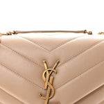 Calfskin Y Quilted Monogram Small Loulou Chain Satchel Dark Beige