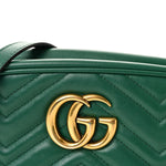 Calfskin Matelasse Small GG Marmont Chain Shoulder Bag Emerald Green