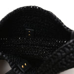Raffia Calfskin Le 5 A 7 Mini Hobo Black