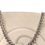 Sakai Be Green Calfskin Diagonal Stitched Small Blondie Tote Mystic White