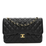 Caviar Quilted Jumbo Double Flap Black