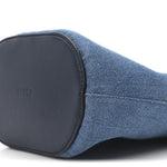 Linen Calfskin Small Key Bucket Bag Blue