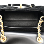 Velvet Quilted Mini Top Handle Flap Black
