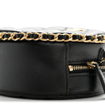 Lambskin Quilted Chain Around CC Round Clutch With Chain Black